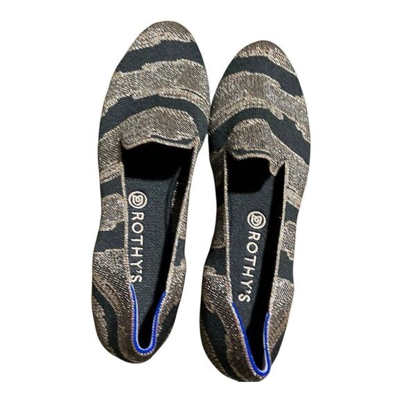 Rothys The Loafer WMNS 12.5 Golden Shimmer Slip on Flats Black Festive Party‎ - Picture 12 of 12